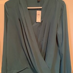 Ann Taylor Green Long Sleeve Blouse